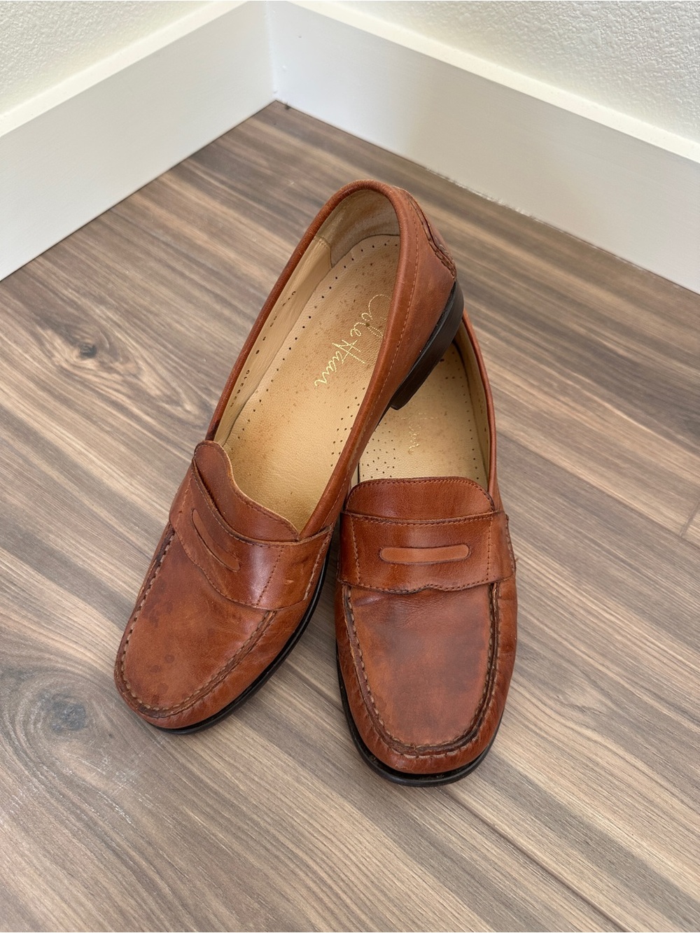 Cole Haan Women's Tan Leather Penny Loafers